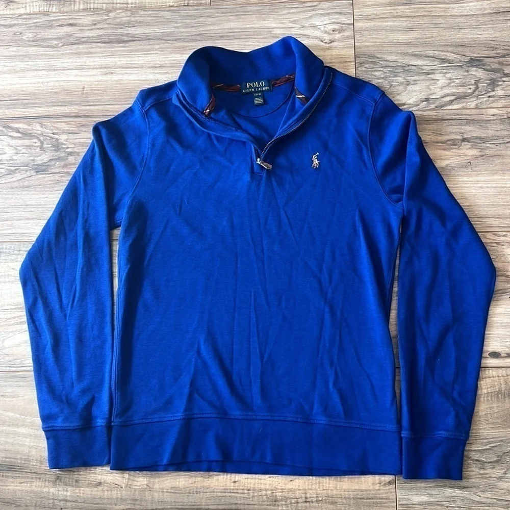 Polo Ralph Lauren 1/4 zip pullover size large kids 14-16 blue - Picture 4 of 6
